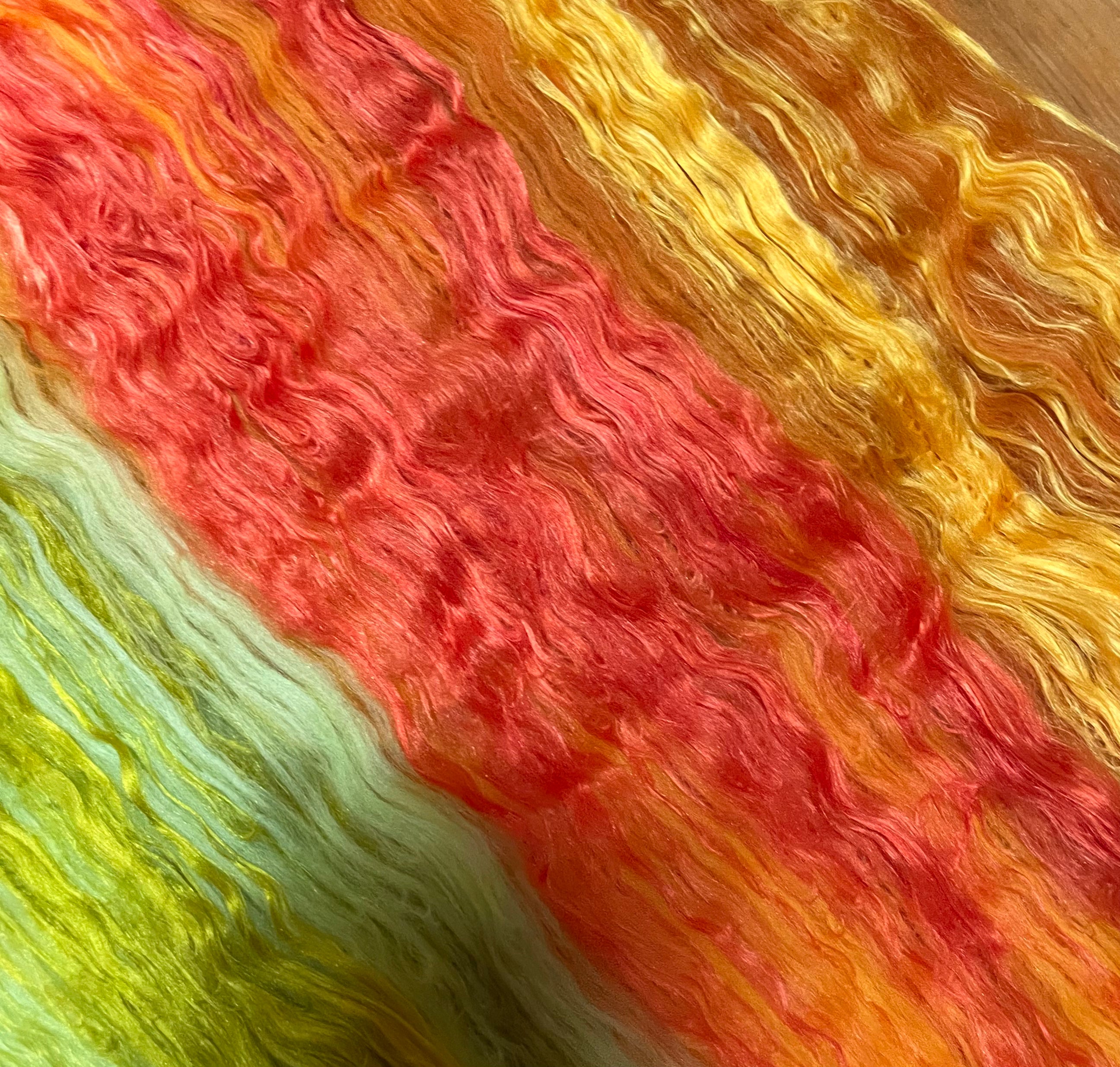 Orange-Green Confetti Fibre Batt